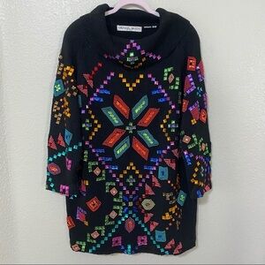 Vintage Michael Simon Cowl Neck Sweater Dress Beaded Jeweled